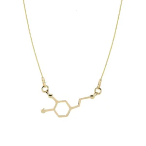 Förgyllt halsband med serotoninmolekyl