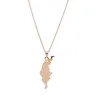 Ett halsband i 14K guld med ett hänge format som konturerna av Gotland, mot en vit bakgrund.