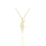 Ett halsband med hängen i 14K guld med namnet "Hängsmycke i 14K Guld Gotland", som visar Gotlands form, visas mot en vit bakgrund.