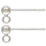 Två identiska Örstift med kula i Sterlingsilver visas: var och en har en kula i sterlingsilver, en rak stolpe och en öppen cirkulär ögla, placerade horisontellt och parallellt med varandra.