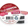 Två spolar av Soft Touch smyckewire - 0.48 Medium ca 9 m är staplade och visar produktdetaljer: medeldiameter (0,48 mm), ca 9 m längd, nylonbelagd och märkt som 50% mjukare och mer flexibel.