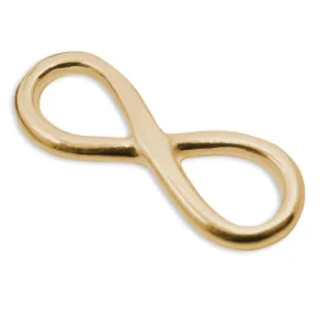 En Silverberlock- Evighetstecknet 17,5mm oändlighetssymbol i guldmetallisk finish visas platt mot en vit bakgrund.