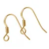 Två "Öronkrok förgylld med spiral 19mm" örhängen med fiskkrok i guld med en enkel böjd design med en detalj av spiraltråd nära öglan, mot en vit bakgrund.