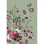 Grön kökshandduk med blommor