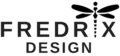 FREDRIX DESIGN logo: bold uppercase wordmark with a stylized dragonfly icon above.