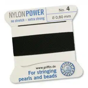 Nylon Power 0.6mm Svart, en starkt specialbehandlad svart smyckestråd av nylon ett mer hållbart alternativ till silkestråden