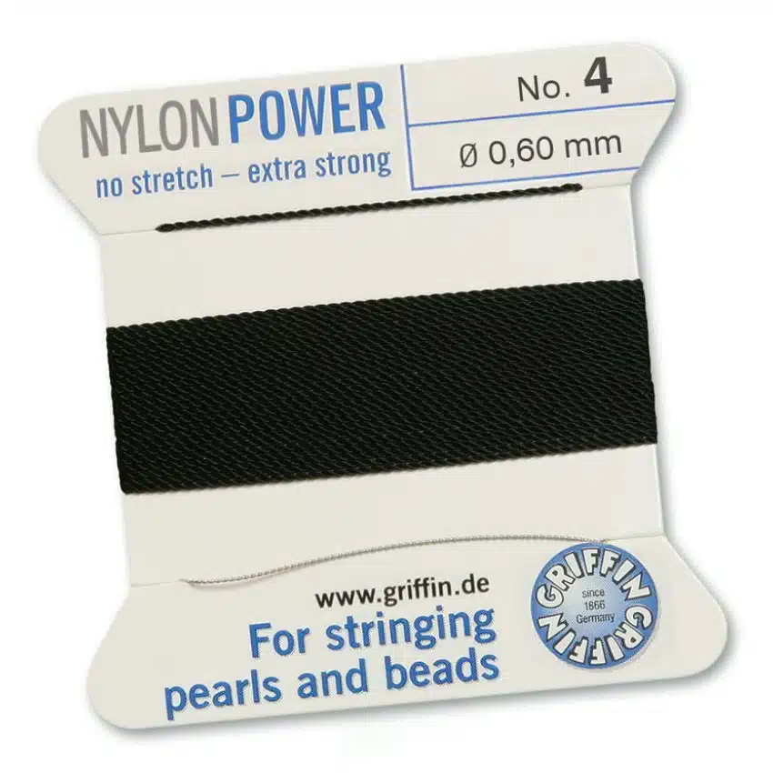 NP-Black4_1.jpg - Fredrix Design & Smyckerian Nylon Power 0.6mm Svart, en starkt specialbehandlad svart smyckestråd av nylon ett mer hållbart alternativ till silkestråden